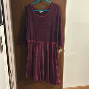Dress barn maroon women’s sweater dress, 3/4 length sleeve